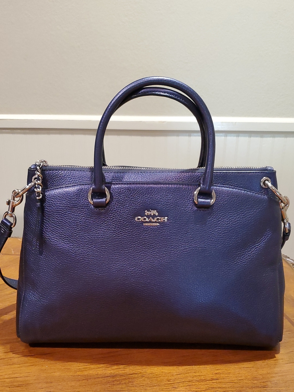 Coach Metallic Blue Mia Bag